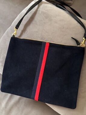 Clare V Navy Bag with Red and Blue Stripe